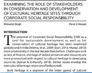 Examining The Role Of Stakeholders In Conservation And Development Of Cultural Heritage Sites Through Corporate Social Responsibility | Mrinalini Singh & Parul Munjal