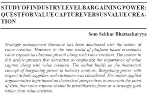 Study Of Industry Level Bargaining Power: Quest For Value Capture Versus Value Creation | Som Sekhar Bhattacharyya