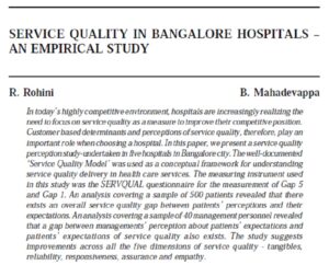 Service Quality In Bangalore Hospitals - An Empirical Study | R. Rohini & B. Mahadevappa
