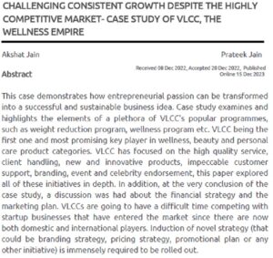 Challenging Consistent Growth Despite The Highly Competitive Market- Case Study Of VLCC, The Wellness Empire |  Akshat Jain & Prateek Jain
