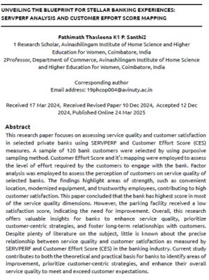 Unveiling The Blueprint For Stellar Banking Experiences: Servperf Analysis And Customer Effort Score Mapping | Fathimath Thasleena K & P. Santhi